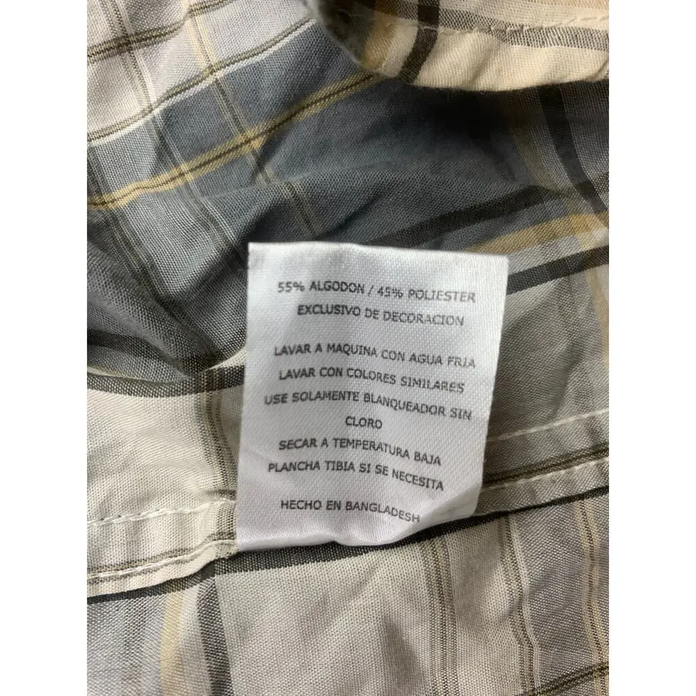 Levi’s Western Snap Shirt Men's L Gray Plaid‎ Short Sleeve Pearl Snaps